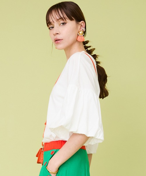 JETSET SOLO PLUS （ジェットセットソロプラス）の「【JETSET SOLO PLUS】接触冷感バルーンスリーブカットソー（Tシャツ/カットソー・レディース・オフホワイト/ブラック/グレイッシュベージュ・FREE）」の6枚目の写真