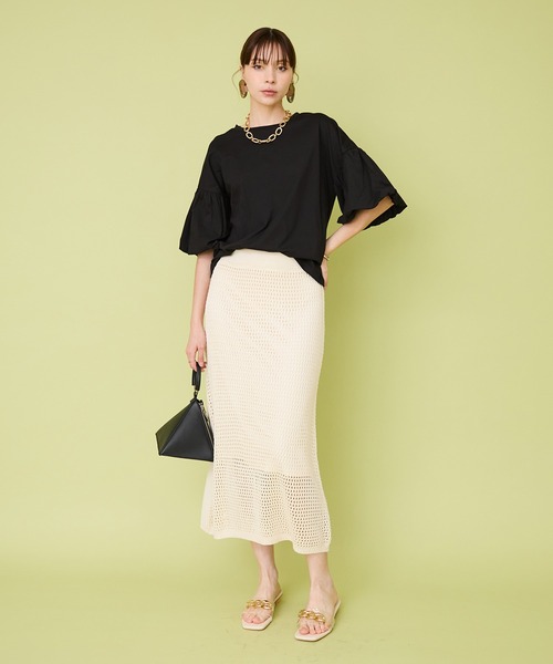 JETSET SOLO PLUS （ジェットセットソロプラス）の「【JETSET SOLO PLUS】接触冷感バルーンスリーブカットソー（Tシャツ/カットソー・レディース・オフホワイト/ブラック/グレイッシュベージュ・FREE）」の20枚目の写真