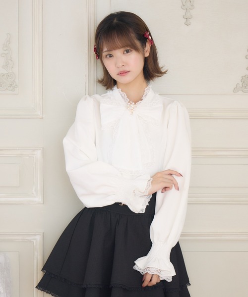 ROJITA（ロジータ）の「レースボウタイブラウス（シャツ/ブラウス・レディース・ブラック/ホワイト/ボルドー・FREE）」の8枚目の写真