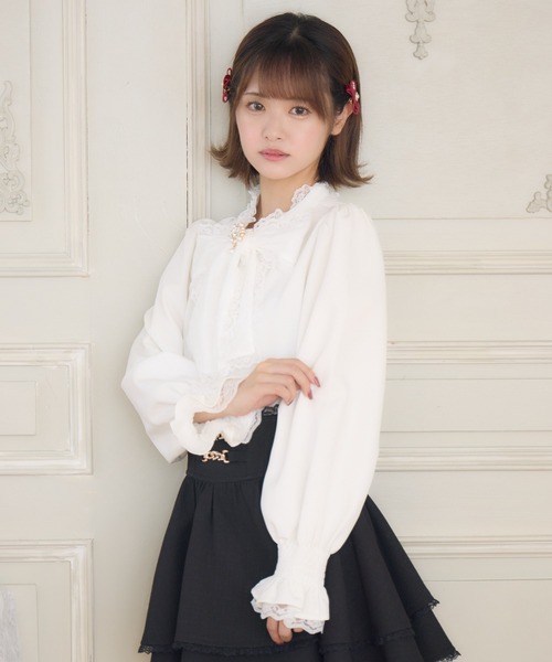 ROJITA（ロジータ）の「レースボウタイブラウス（シャツ/ブラウス・レディース・ブラック/ホワイト/ボルドー・FREE）」の9枚目の写真