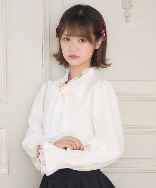 ROJITA（ロジータ）の「レースボウタイブラウス（シャツ/ブラウス・レディース・ブラック/ホワイト/ボルドー・FREE）」の7枚目の写真