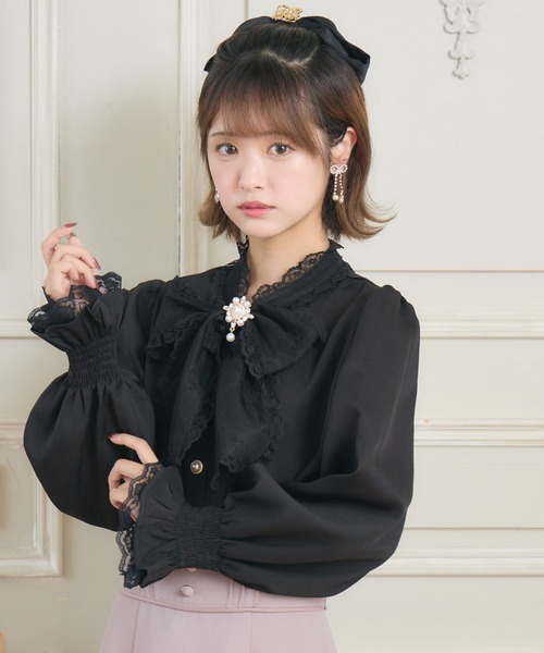 ROJITA（ロジータ）の「レースボウタイブラウス（シャツ/ブラウス・レディース・ブラック/ホワイト/ボルドー・FREE）」の11枚目の写真