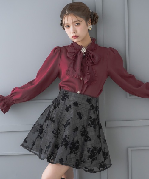 ROJITA（ロジータ）の「レースボウタイブラウス（シャツ/ブラウス・レディース・ブラック/ホワイト/ボルドー・FREE）」の6枚目の写真