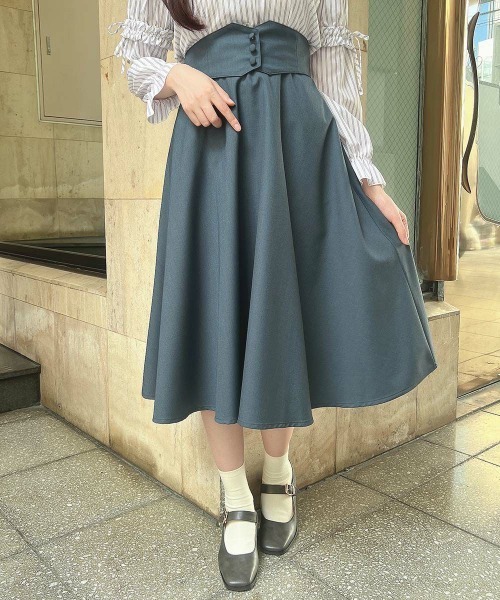 Fi.n.t】ベルト付きバックラッフルフレアスカート an another angelus