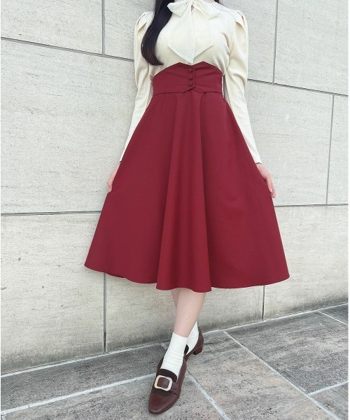 F i.n.t(フィント)の「【2サイズ展開】コルセットベルト2wayフレアースカート/F&A/fint(スカート・レディース・レッド/ネイビー/ブルーグリーン・1/2)」の4枚目の写真