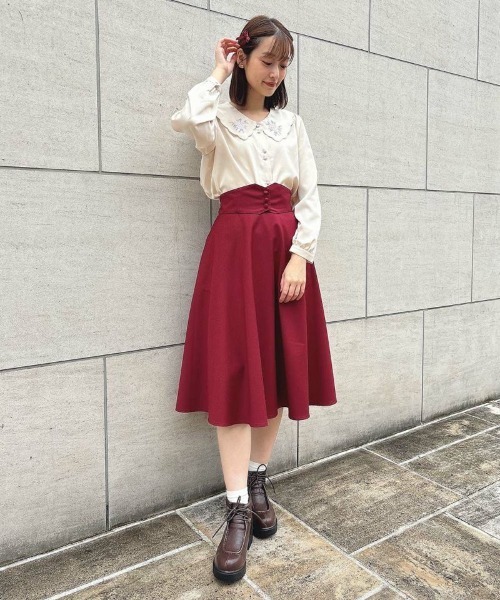 F i.n.t(フィント)の「【2サイズ展開】コルセットベルト2wayフレアースカート/F&A/fint(スカート・レディース・レッド/ネイビー/ブルーグリーン・1/2)」の9枚目の写真