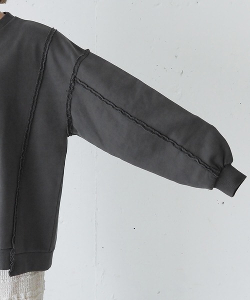 tiptop（ティップトップ）の「リメイク風裏毛BIGプルオーバー（スウェット・レディース・ボルドー/チャコールグレー/グレー/ピンク/イエロー・FREE）」の21枚目の写真