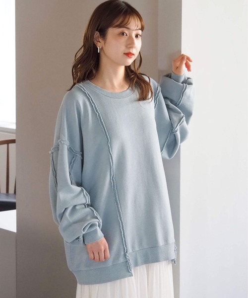 tiptop（ティップトップ）の「リメイク風裏毛BIGプルオーバー（スウェット・レディース・ボルドー/チャコールグレー/グレー/ピンク/イエロー・FREE）」の19枚目の写真