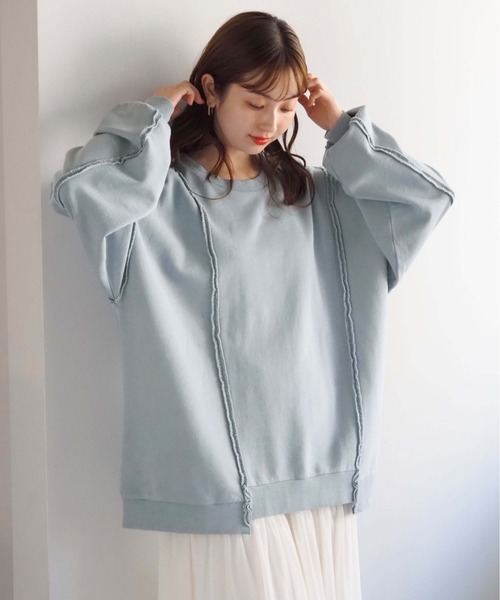 tiptop（ティップトップ）の「リメイク風裏毛BIGプルオーバー（スウェット・レディース・ボルドー/チャコールグレー/グレー/ピンク/イエロー・FREE）」の18枚目の写真