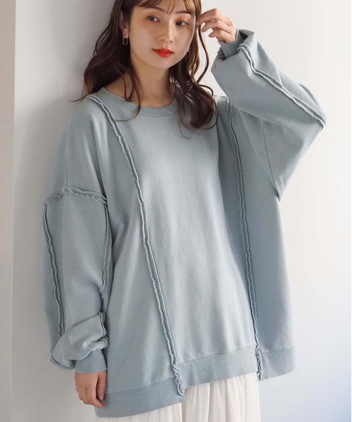 tiptop（ティップトップ）の「リメイク風裏毛BIGプルオーバー（スウェット・レディース・ボルドー/チャコールグレー/グレー/ピンク/イエロー・FREE）」の17枚目の写真