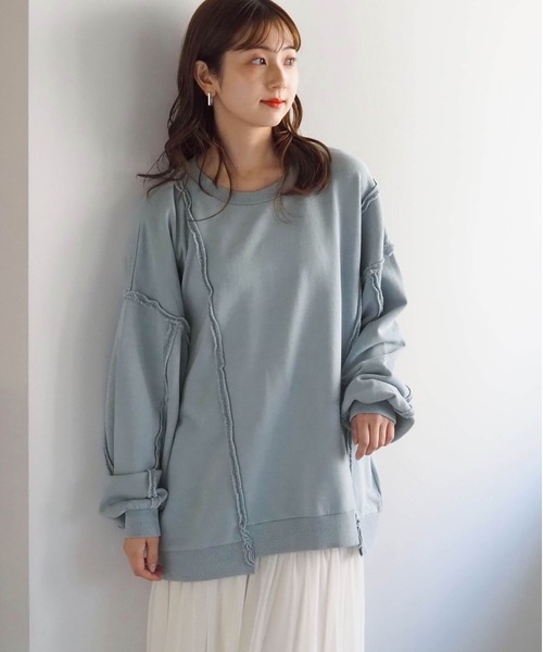 tiptop（ティップトップ）の「リメイク風裏毛BIGプルオーバー（スウェット・レディース・ボルドー/チャコールグレー/グレー/ピンク/イエロー・FREE）」の16枚目の写真