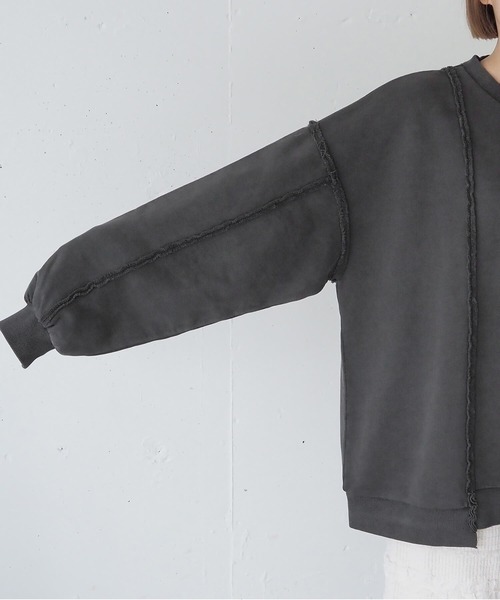 tiptop（ティップトップ）の「リメイク風裏毛BIGプルオーバー（スウェット・レディース・ボルドー/チャコールグレー/グレー/ピンク/イエロー・FREE）」の22枚目の写真