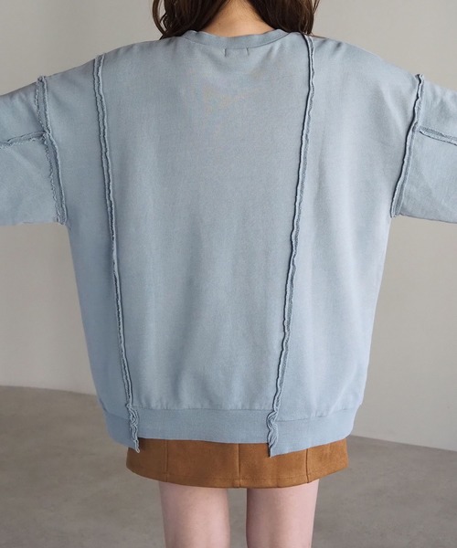 tiptop（ティップトップ）の「リメイク風裏毛BIGプルオーバー（スウェット・レディース・ボルドー/チャコールグレー/グレー/ピンク/イエロー・FREE）」の9枚目の写真