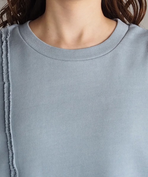 tiptop（ティップトップ）の「リメイク風裏毛BIGプルオーバー（スウェット・レディース・ボルドー/チャコールグレー/グレー/ピンク/イエロー・FREE）」の7枚目の写真