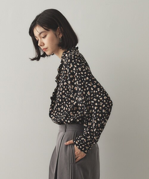 セール】スタインドフリルブラウス【洗濯機洗い可】（シャツ/ブラウス