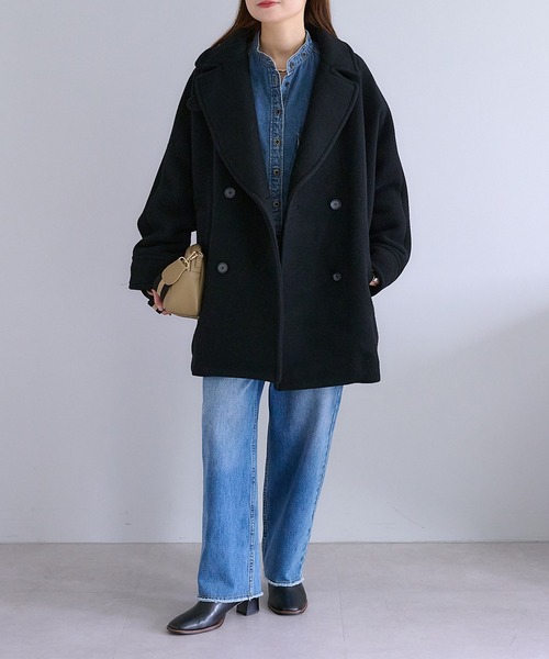 PUAL CE CIN（ピュアルセシン）の「【日本製】プレミアムPコート（ピーコート・レディース・ブラック・FREE）」の9枚目の写真