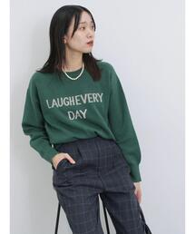 Samansa Mos2 blue | 【Hug Knit】ロゴプルオーバー(ニット/セーター)