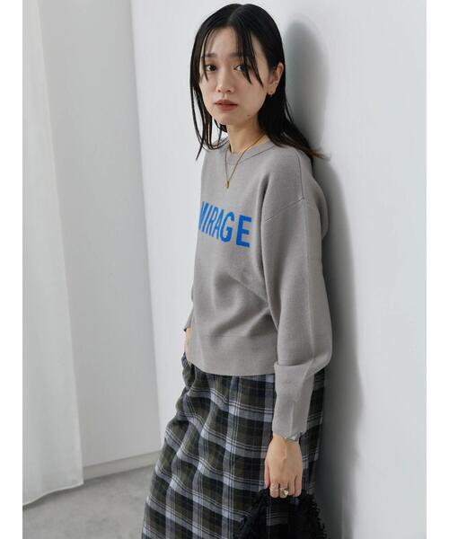 Samansa Mos2 blue（サマンサモスモスブルー）の「【Hug Knit】ロゴプルオーバー（ニット/セーター・レディース・ブラック/ブルー/トップグレー/グリーン/キナリ・F）」の3枚目の写真