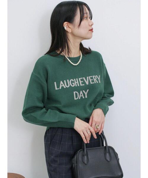 Samansa Mos2 blue（サマンサモスモスブルー）の「【Hug Knit】ロゴプルオーバー（ニット/セーター・レディース・ブラック/ブルー/トップグレー/グリーン/キナリ・F）」の12枚目の写真