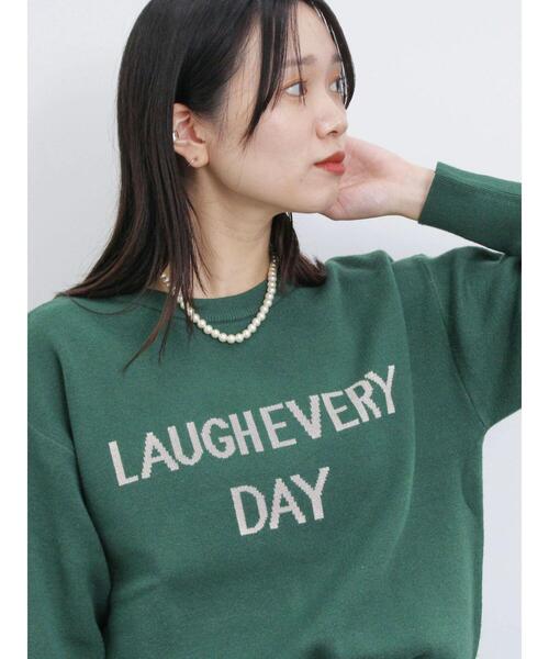 Samansa Mos2 blue（サマンサモスモスブルー）の「【Hug Knit】ロゴプルオーバー（ニット/セーター・レディース・ブラック/ブルー/トップグレー/グリーン/キナリ・F）」の13枚目の写真