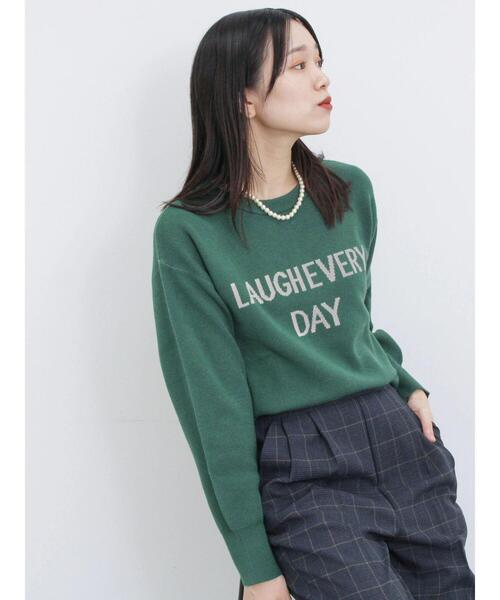 Samansa Mos2 blue（サマンサモスモスブルー）の「【Hug Knit】ロゴプルオーバー（ニット/セーター・レディース・ブラック/ブルー/トップグレー/グリーン/キナリ・F）」の14枚目の写真