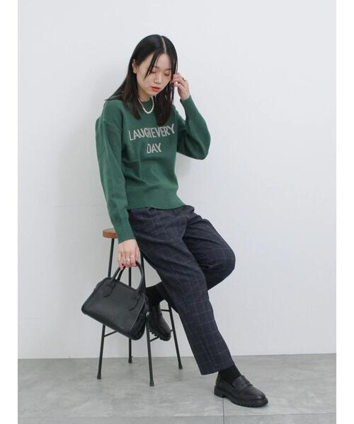 Samansa Mos2 blue（サマンサモスモスブルー）の「【Hug Knit】ロゴプルオーバー（ニット/セーター・レディース・ブラック/ブルー/トップグレー/グリーン/キナリ・F）」の15枚目の写真