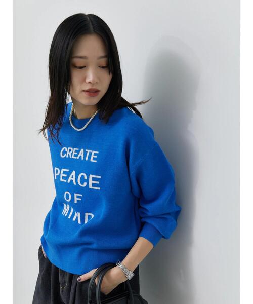 Samansa Mos2 blue（サマンサモスモスブルー）の「【Hug Knit】ロゴプルオーバー（ニット/セーター・レディース・ブラック/ブルー/トップグレー/グリーン/キナリ・F）」の17枚目の写真