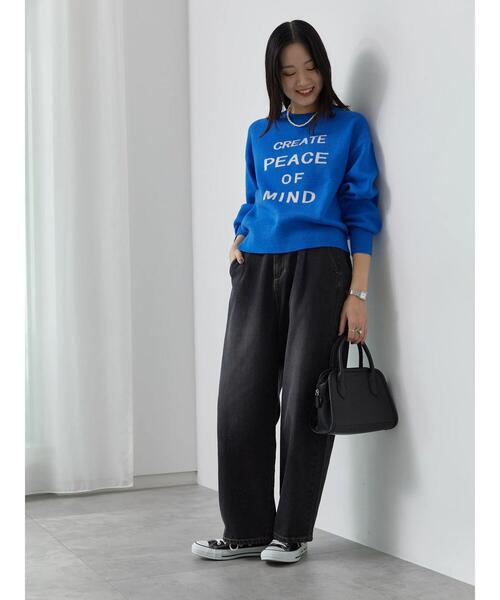 Samansa Mos2 blue（サマンサモスモスブルー）の「【Hug Knit】ロゴプルオーバー（ニット/セーター・レディース・ブラック/ブルー/トップグレー/グリーン/キナリ・F）」の20枚目の写真