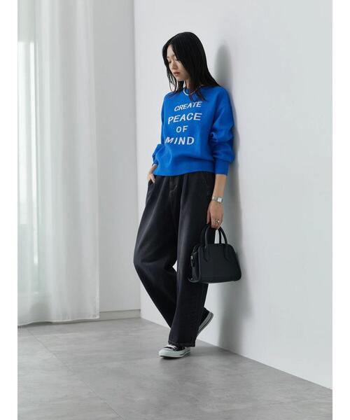 Samansa Mos2 blue（サマンサモスモスブルー）の「【Hug Knit】ロゴプルオーバー（ニット/セーター・レディース・ブラック/ブルー/トップグレー/グリーン/キナリ・F）」の21枚目の写真