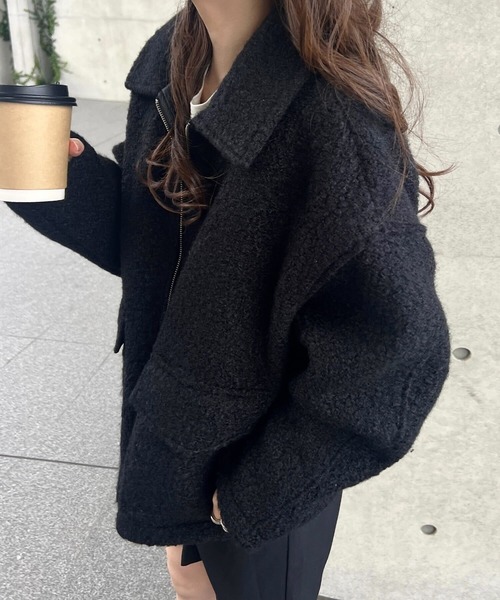 KOBE LETTUCE（コウベレタス）の「Wポケットシープボアジップブルゾン（ブルゾン・レディース・アイボリー/ライトベージュ/ブラック・M）」の8枚目の写真