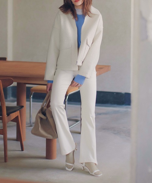 KOBE LETTUCE（コウベレタス）の「Wポケットシープボアジップブルゾン（ブルゾン・レディース・アイボリー/ライトベージュ/ブラック・M）」の7枚目の写真