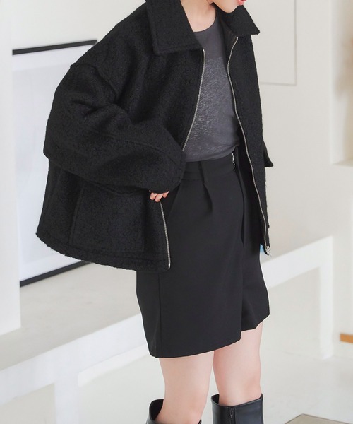 KOBE LETTUCE（コウベレタス）の「Wポケットシープボアジップブルゾン（ブルゾン・レディース・アイボリー/ライトベージュ/ブラック・M）」の11枚目の写真