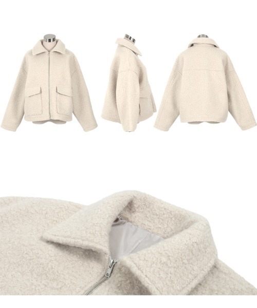 KOBE LETTUCE（コウベレタス）の「Wポケットシープボアジップブルゾン（ブルゾン・レディース・アイボリー/ライトベージュ/ブラック・M）」の19枚目の写真