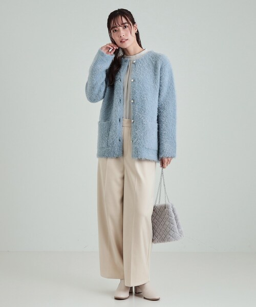 DRESKIP（ドレスキップ）の「◆ふわふわフェザーヤーン パール調ボタンカーディガン（カーディガン/ボレロ・レディース・ライトグレー/ダークブラウン/ライトブルー/アイボリー・00）」の17枚目の写真