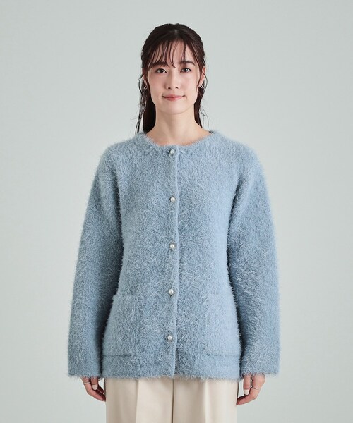 DRESKIP（ドレスキップ）の「◆ふわふわフェザーヤーン パール調ボタンカーディガン（カーディガン/ボレロ・レディース・ライトグレー/ダークブラウン/ライトブルー/アイボリー・00）」の19枚目の写真