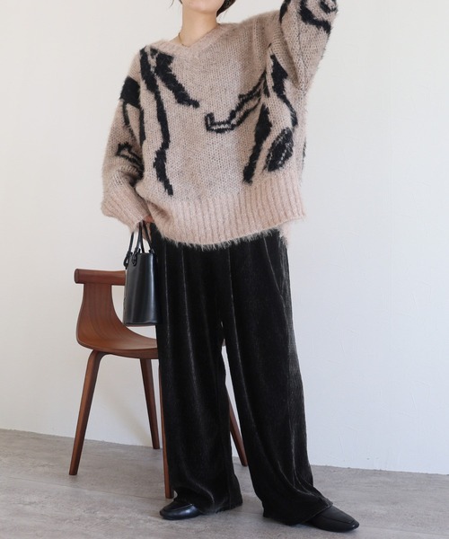 reca（レカ）の「楊柳ベロアワイドパンツ（その他パンツ・レディース・ブラウン/アイボリー/ブラック・M/L）」の6枚目の写真