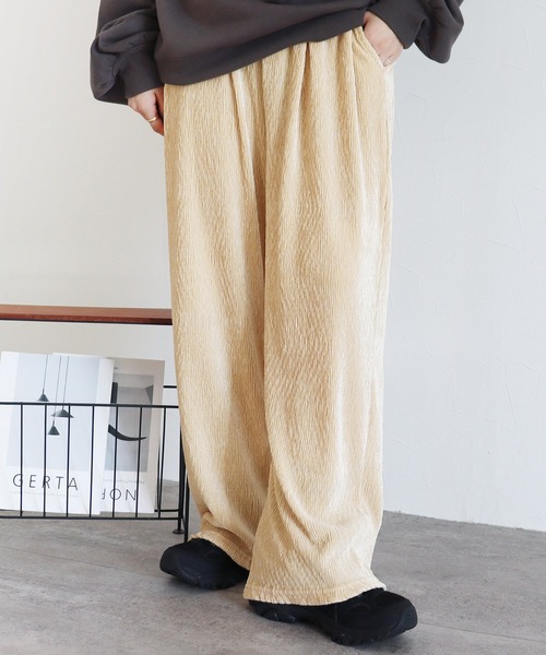 reca（レカ）の「楊柳ベロアワイドパンツ（その他パンツ・レディース・ブラウン/アイボリー/ブラック・M/L）」の8枚目の写真