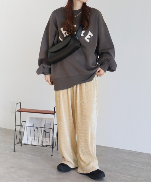 reca（レカ）の「楊柳ベロアワイドパンツ（その他パンツ・レディース・ブラウン/アイボリー/ブラック・M/L）」の9枚目の写真