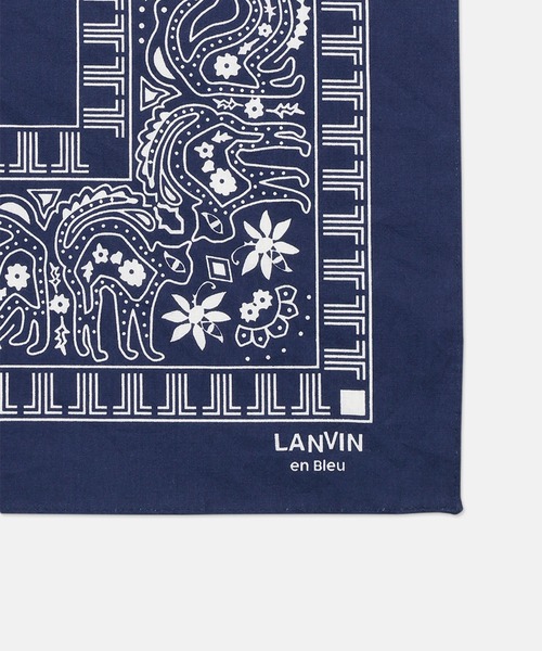 LANVIN 美品✨ランバン 大判 シルク スカーフ ジュエリー 黒・青・金 LANVIN - ランバン 大判ハンカチ ギフト スカーフの通販 by