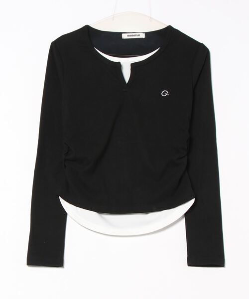 MEMECLE(メメクル)の「【 MEMECLE / メメクル 】バイカラー レイヤード キーネック ロンT(Tシャツ/カットソー・レディース・ブラック/グレー・M/L)」の14枚目の写真
