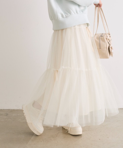 【セール】【S/Mサイズ展開】メニ―リボンチュールスカート(スカート)|OLIVE des OLIVE(オリーブデオリーブ)