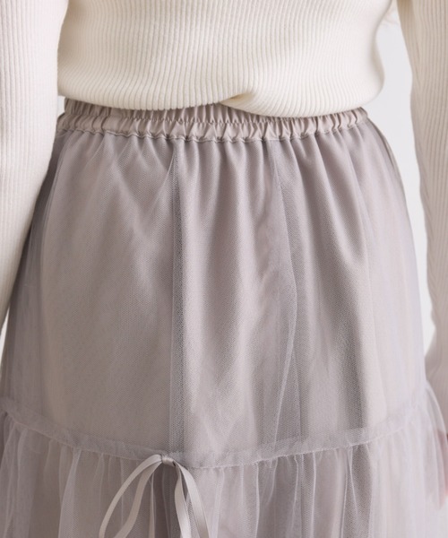 OLIVE des OLIVE（オリーブデオリーブ）の「【S/Mサイズ展開】メニ―リボンチュールスカート（スカート・レディース・オフホワイト/ライトグレー・SMALL/MEDIUM）」の7枚目の写真
