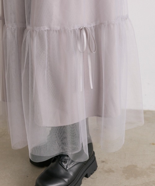OLIVE des OLIVE（オリーブデオリーブ）の「【S/Mサイズ展開】メニ―リボンチュールスカート（スカート・レディース・オフホワイト/ライトグレー・SMALL/MEDIUM）」の9枚目の写真
