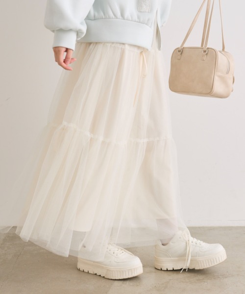 OLIVE des OLIVE（オリーブデオリーブ）の「【S/Mサイズ展開】メニ―リボンチュールスカート（スカート・レディース・オフホワイト/ライトグレー・SMALL/MEDIUM）」の10枚目の写真