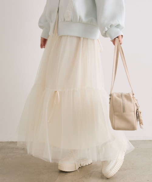 OLIVE des OLIVE（オリーブデオリーブ）の「【S/Mサイズ展開】メニ―リボンチュールスカート（スカート・レディース・オフホワイト/ライトグレー・SMALL/MEDIUM）」の11枚目の写真