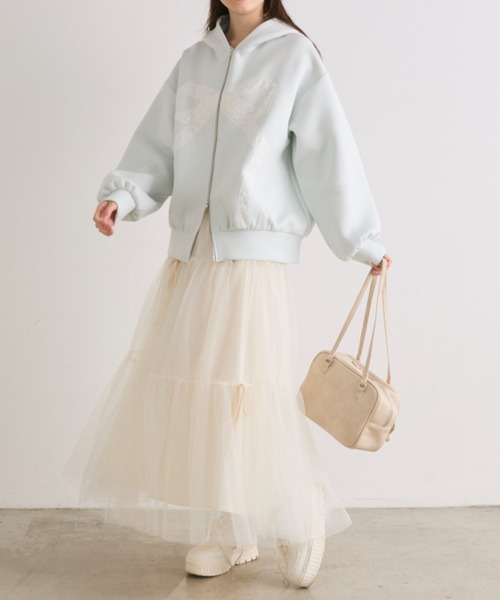 OLIVE des OLIVE（オリーブデオリーブ）の「【S/Mサイズ展開】メニ―リボンチュールスカート（スカート・レディース・オフホワイト/ライトグレー・SMALL/MEDIUM）」の12枚目の写真