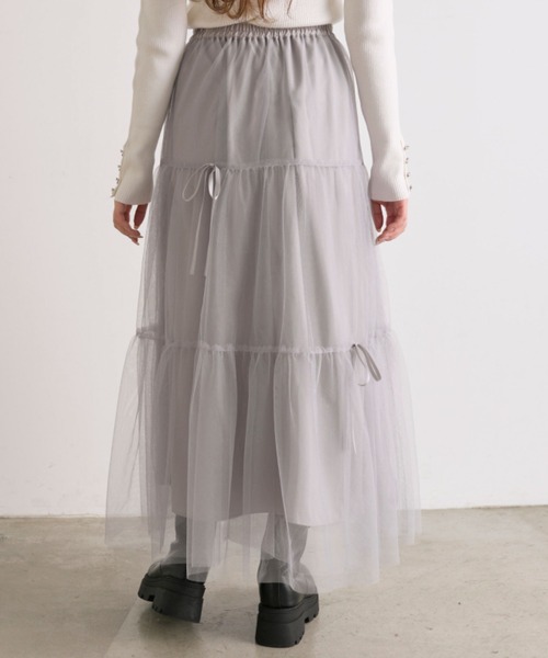 OLIVE des OLIVE（オリーブデオリーブ）の「【S/Mサイズ展開】メニ―リボンチュールスカート（スカート・レディース・オフホワイト/ライトグレー・SMALL/MEDIUM）」の16枚目の写真