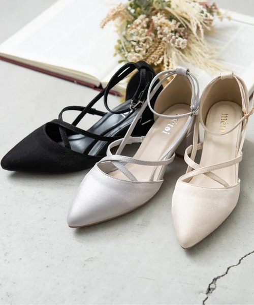 SETUP7（セットアップセブン）の「【metoi】クロスストラップチャンキーヒールパンプス 結婚式 二次会 パーティー フォーマル オケージョン（パンプス・レディース・シルバー/ブラック/ベージュ・M/L/LL/S）」の9枚目の写真