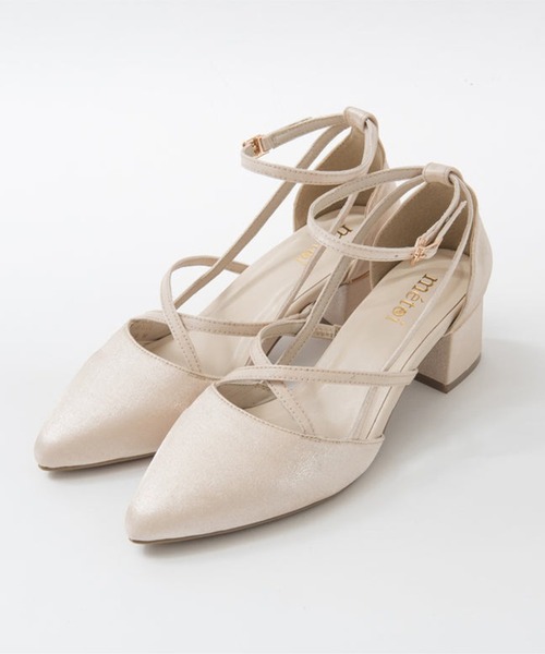 SETUP7（セットアップセブン）の「【metoi】クロスストラップチャンキーヒールパンプス 結婚式 二次会 パーティー フォーマル オケージョン（パンプス・レディース・シルバー/ブラック/ベージュ・M/L/LL/S）」の10枚目の写真