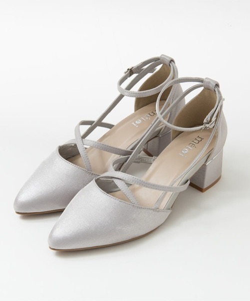 SETUP7（セットアップセブン）の「【metoi】クロスストラップチャンキーヒールパンプス 結婚式 二次会 パーティー フォーマル オケージョン（パンプス・レディース・シルバー/ブラック/ベージュ・M/L/LL/S）」の11枚目の写真